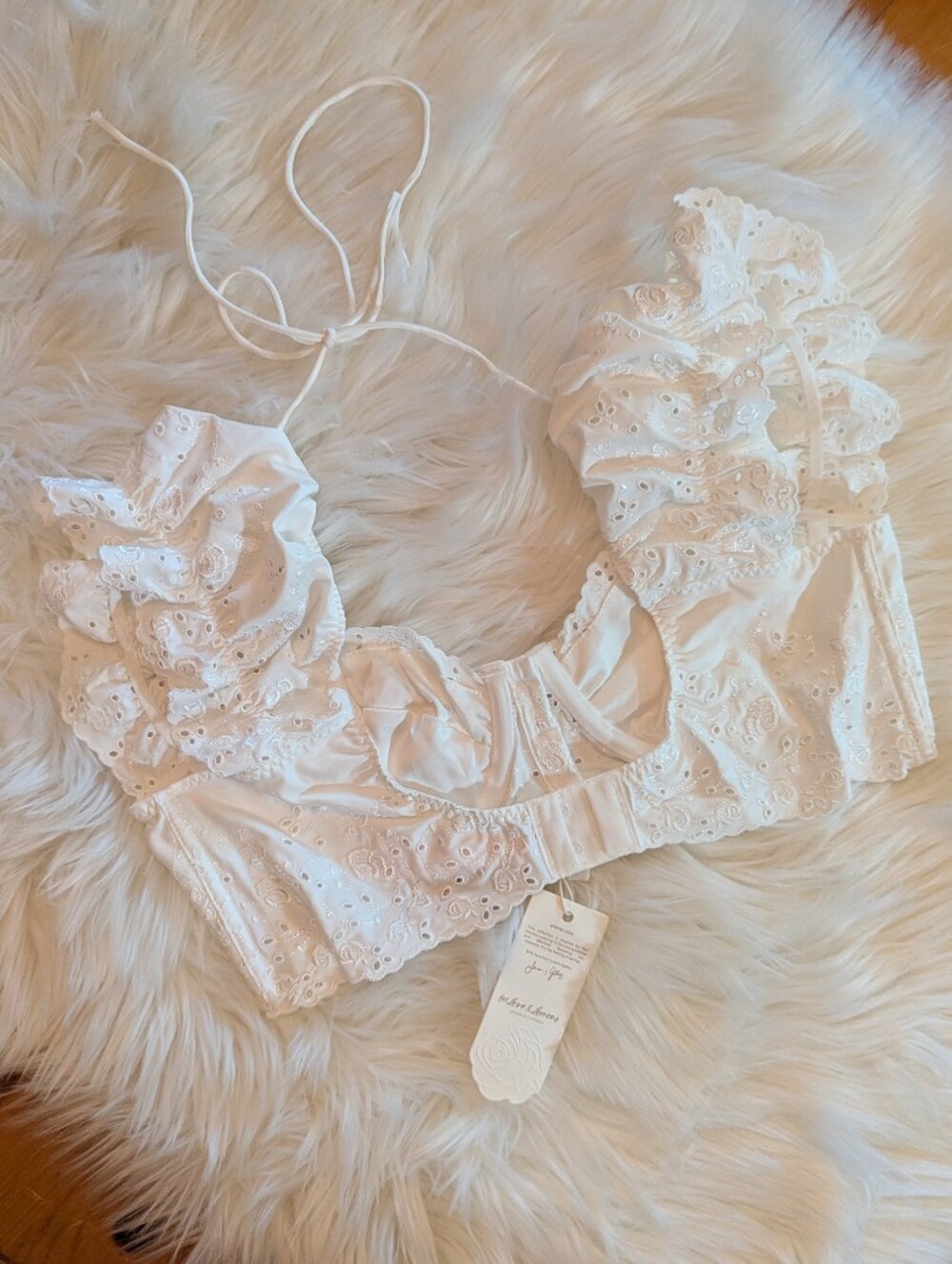 For Love And Lemons White Bra Top With Red Roses And Gingham Bows Medium NWT - Picture 3 of 6